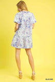 Umgee Floral Ruffled Puff Sleeve Mini Dress - Trendsi - Flyclothing LLC