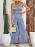 Smocked Surplice Cami and Wide Leg Pants Set - Trendsi - Flyclothing LLC