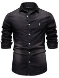 Men's Button Down Collared Neck Denim Shirt - Trendsi - Flyclothing LLC