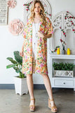 Heimish Full Size Half Sleeve Multi Color Floral Open Cardigan Plus Size - Trendsi - Flyclothing LLC