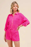 SO ME Textured Knit Button Front Romper - Trendsi - Flyclothing LLC