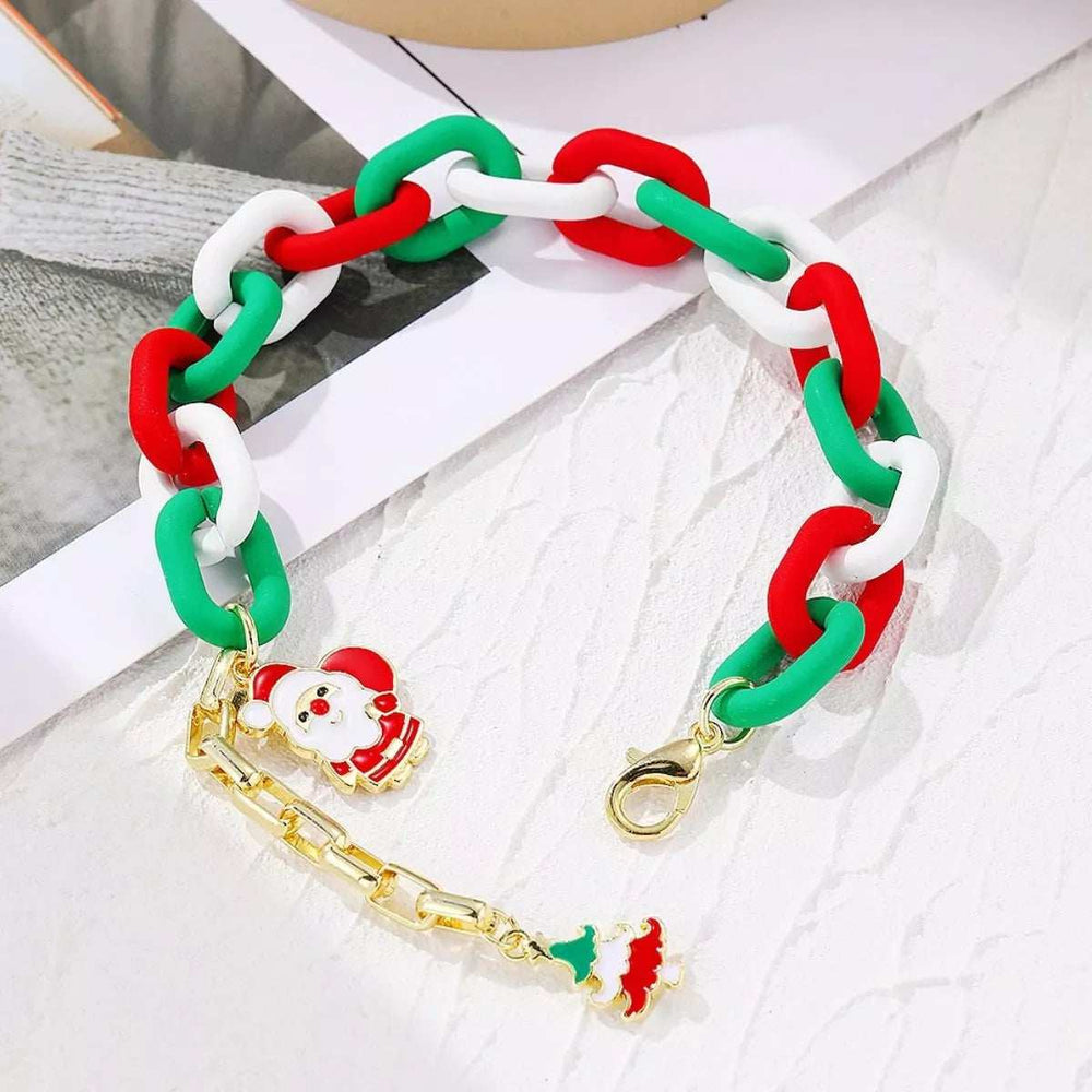 Christmas Festive Chain Link Bracelet with Santa Charm - Trendsi - Flyclothing LLC