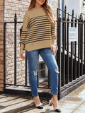 Striped Round Neck Long Sleeve Sweatshirt - Trendsi - Flyclothing LLC