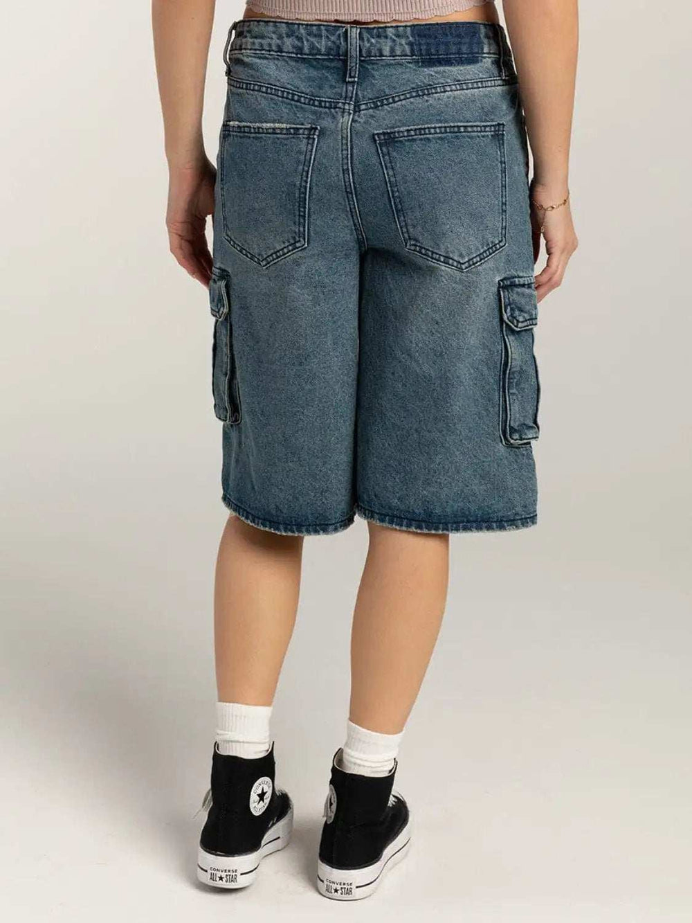 Mid-Rise Waist Denim Shorts with Pockets - Trendsi - Flyclothing LLC
