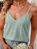 Eyelet Lace Detail V-Neck Cami - Trendsi - Flyclothing LLC