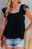 Full Size Ruffled Square Neck Cap Sleeve Blouse - Trendsi - Flyclothing LLC