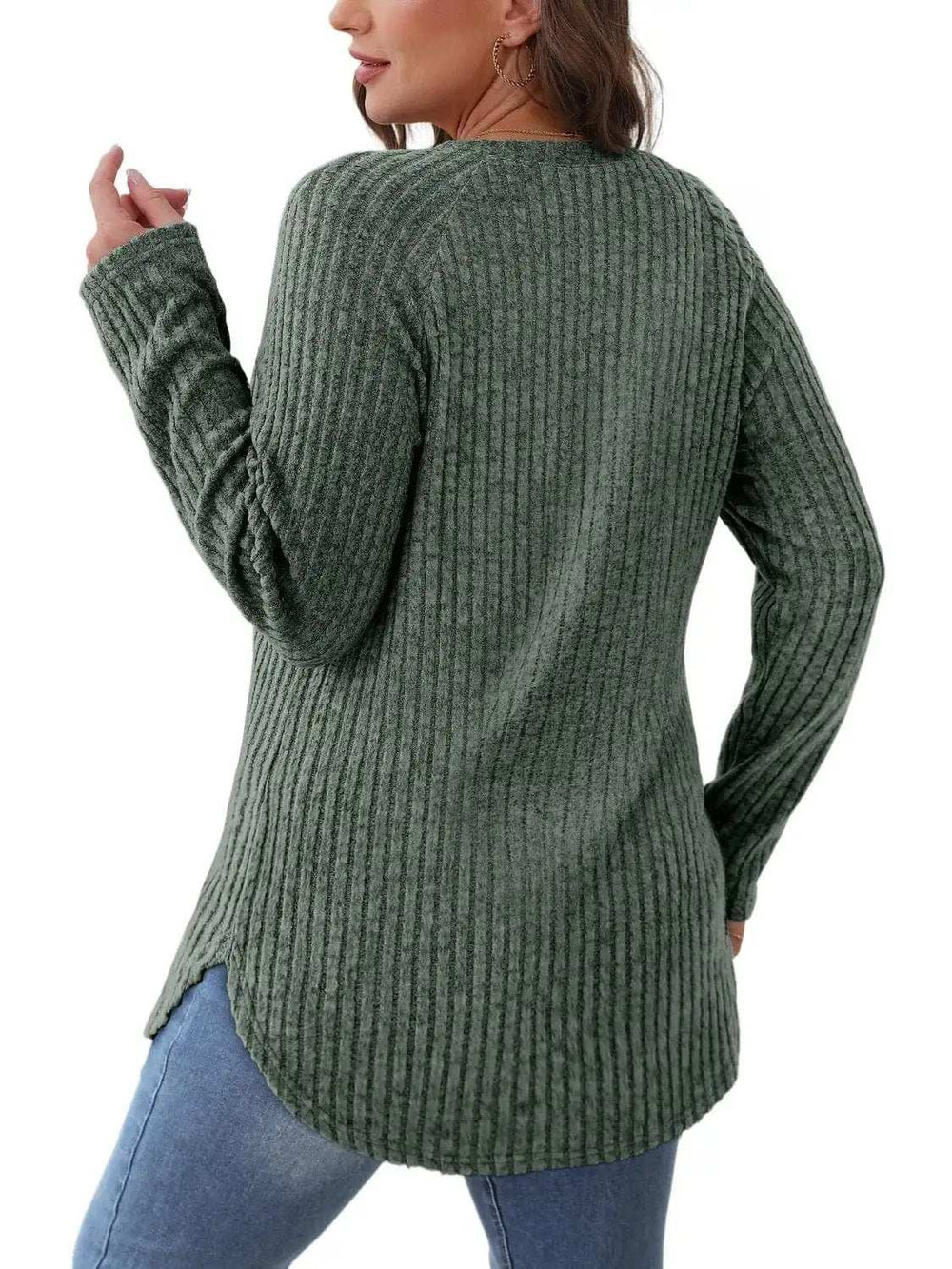 Round Neck Raglan Sleeve T-Shirt - Trendsi - Flyclothing LLC