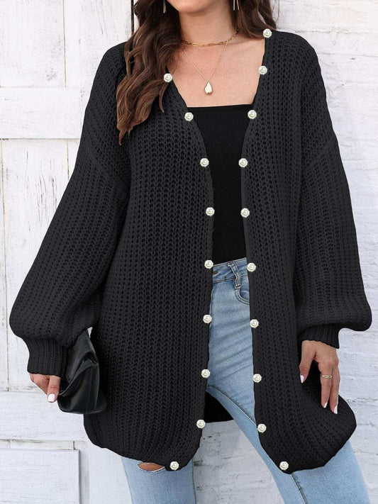 Open Front Long Sleeve Cardigan - Trendsi - Flyclothing LLC