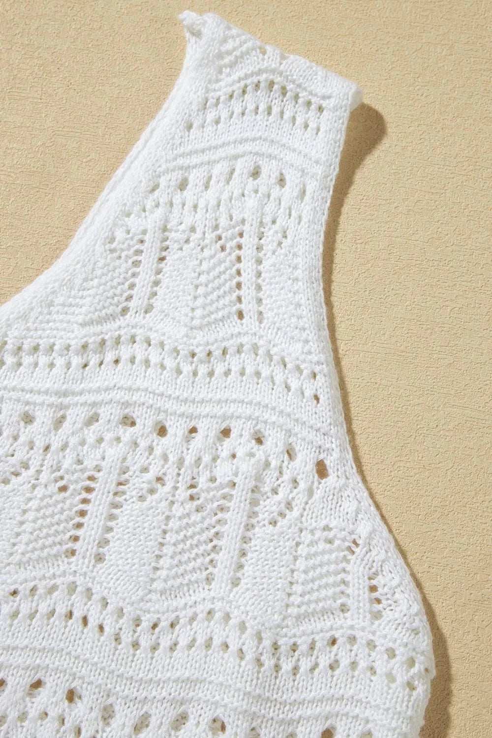 V Neck Textured Hollow-Out Sweater Vest - Trendsi - Flyclothing LLC