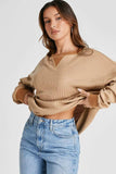 Waffle-Knit Long Sleeve Sweatshirt - Trendsi - Flyclothing LLC