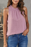 Frill Swiss Dot Round Neck Tank - Trendsi - Flyclothing LLC