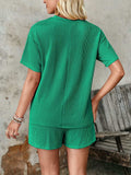 Textured Round Neck Short Sleeve Top and Shorts Set - Trendsi - Flyclothing LLC