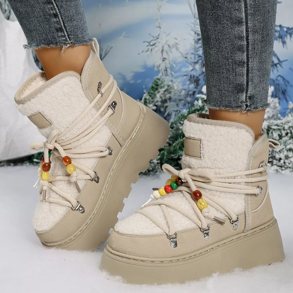 Lace-Up Platform Winter Boots - Trendsi - Flyclothing LLC