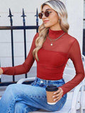 Lovelet Mock Neck Long Sleeve Top - Trendsi - Flyclothing LLC