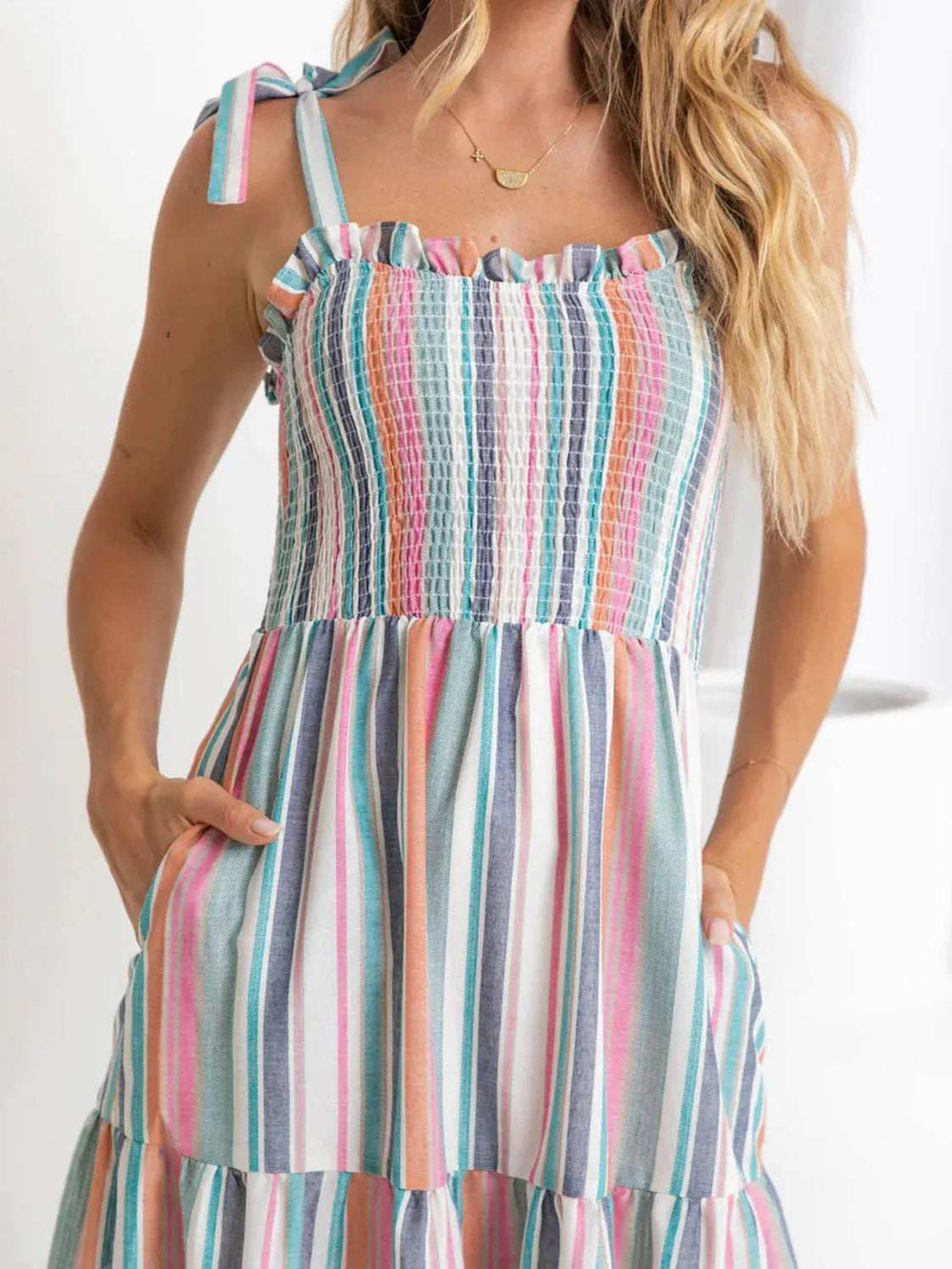 Contrast Striped Square Neck Cami Dress - Trendsi - Flyclothing LLC