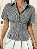 Button Down Short Sleeve Shirt - Trendsi - Flyclothing LLC