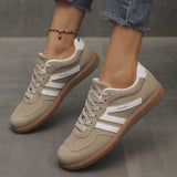 Contrast Lace Up Round Toe Sneakers - Trendsi - Flyclothing LLC