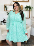 Double Take Full Size Printed Ruched V-Neck Long Sleeve Dress - Trendsi - Flyclothing LLC