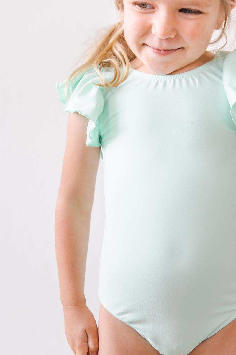 Pastel Green S/S Flutter Sleeve Leotard - Mila & Rose ® - Flyclothing LLC