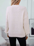 Contrast Round Neck Long Sleeve Sweater - Trendsi - Flyclothing LLC