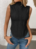 Texture Turtleneck Sleeveless Top - Trendsi - Flyclothing LLC