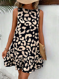 Tied Leopard Round Neck Tank Dress - Trendsi - Flyclothing LLC