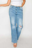 bytos Full Size Distressed High Rise Straight Jeans - Trendsi - Flyclothing LLC