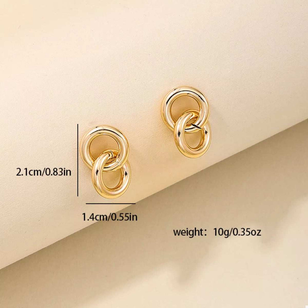 Interlocked Chain Link Stud Earrings - Trendsi - Flyclothing LLC