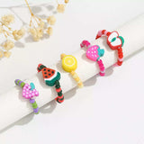 Colorful Fruit Charm Beaded Ring - Trendsi - Flyclothing LLC