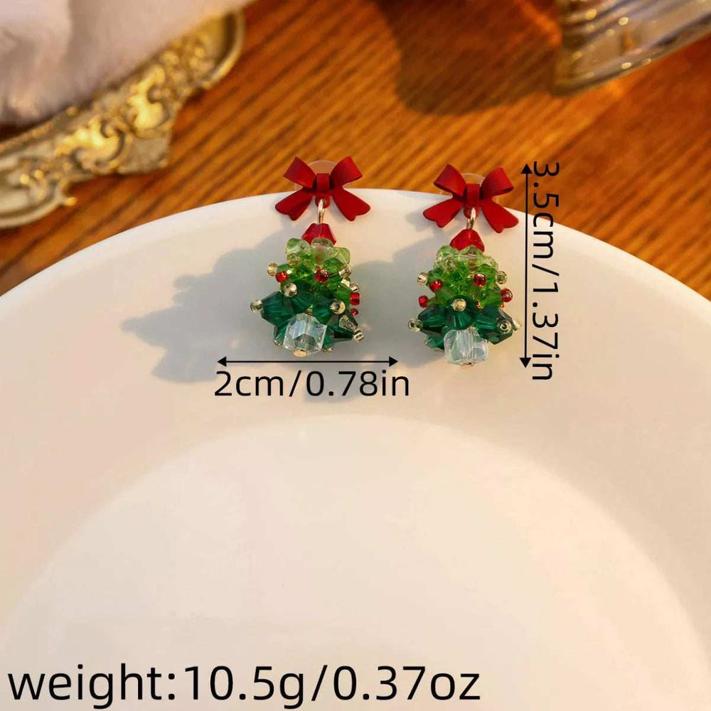 Christmas Tree Bowknot Dangle Earrings - Trendsi - Flyclothing LLC
