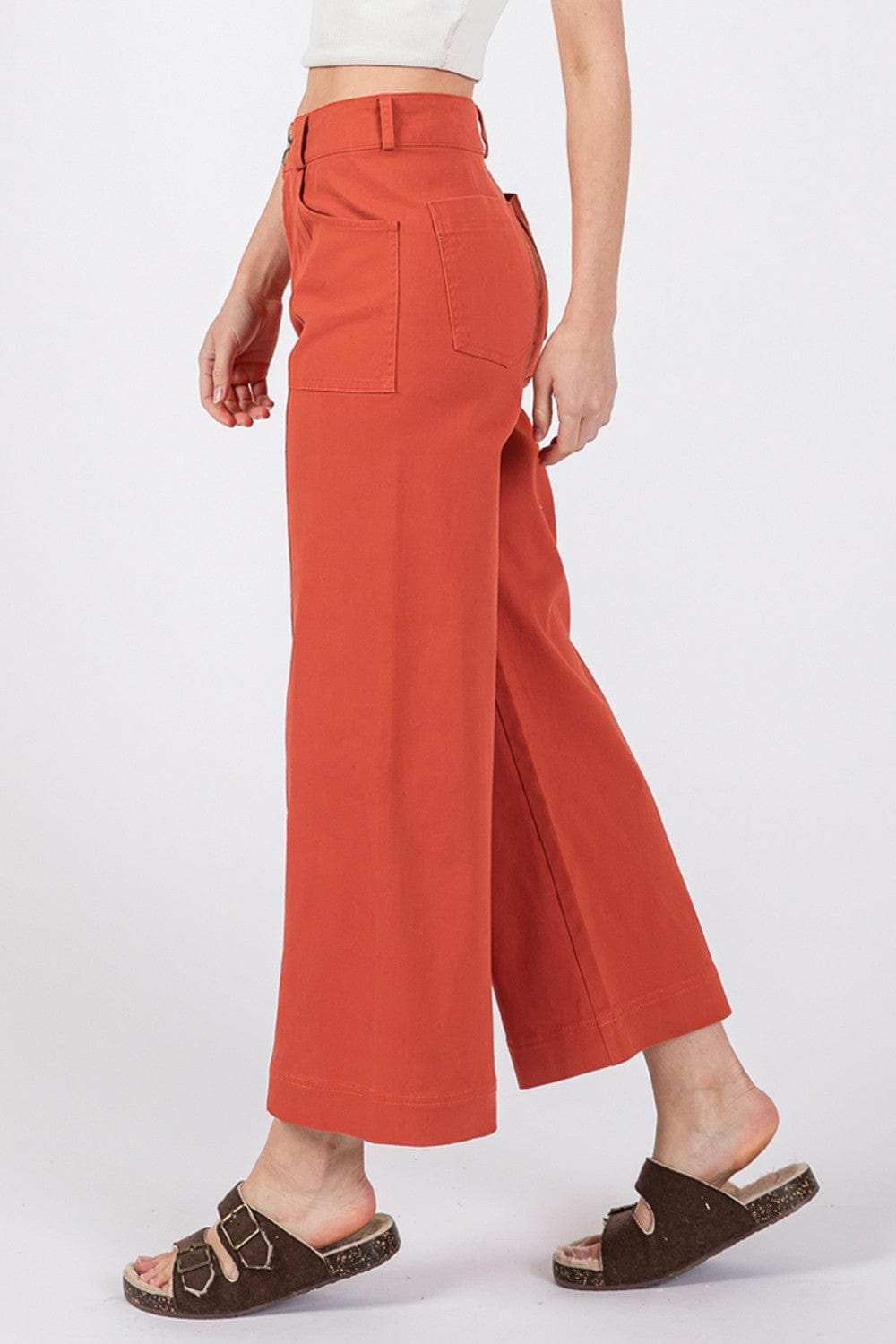 SAGE + FIG Wide Leg Cropped Pants - Trendsi - Flyclothing LLC