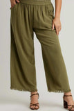 Umgee Full Size Linen Blend Elastic Waistband Wide Leg Pants Plus Size - Trendsi - Flyclothing LLC