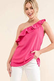 And The Why Ruffle One Shoulder Sleeveless Tank Top - Trendsi - Flyclothing LLC