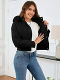Pocketed Long Sleeve Cropped Hooded Winter Coat - Trendsi - Flyclothing LLC