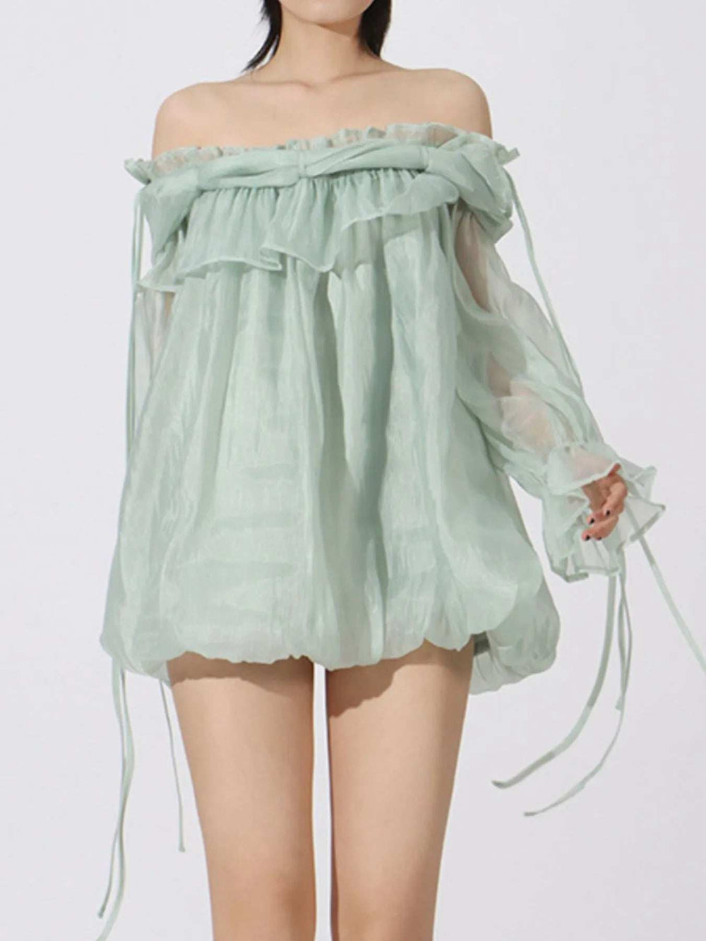 Ruffled Off-Shoulder Flounce Sleeve Blouse - Trendsi - Flyclothing LLC