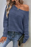 Boat Neck Dropped Shoulder Sweater - Trendsi - Flyclothing LLC