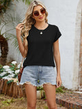 Round Neck Short Sleeve T-Shirt - Trendsi - Flyclothing LLC