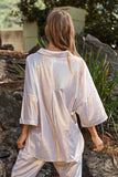 Davi & Dani Solid Sparkling Shimmer Pocket Button Front Shirt - Trendsi - Flyclothing LLC
