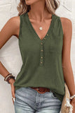 Pocketed V-Neck Wide Strap Tank - Trendsi - Flyclothing LLC