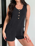 Lovelet Texture Wide Strap Romper with Pockets - Trendsi - Flyclothing LLC