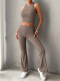 Ribbed Round Neck Tank and Pants Set - Trendsi - Flyclothing LLC