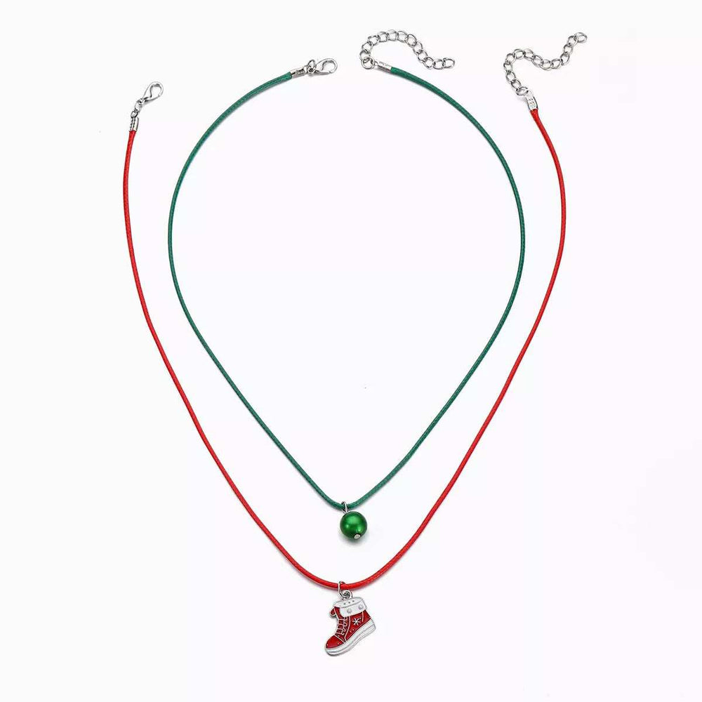 2 Piece Christmas Themed Pendant Necklace - Trendsi - Flyclothing LLC