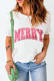 MERRY Round Neck Short Sleeve T-Shirt - Trendsi - Flyclothing LLC