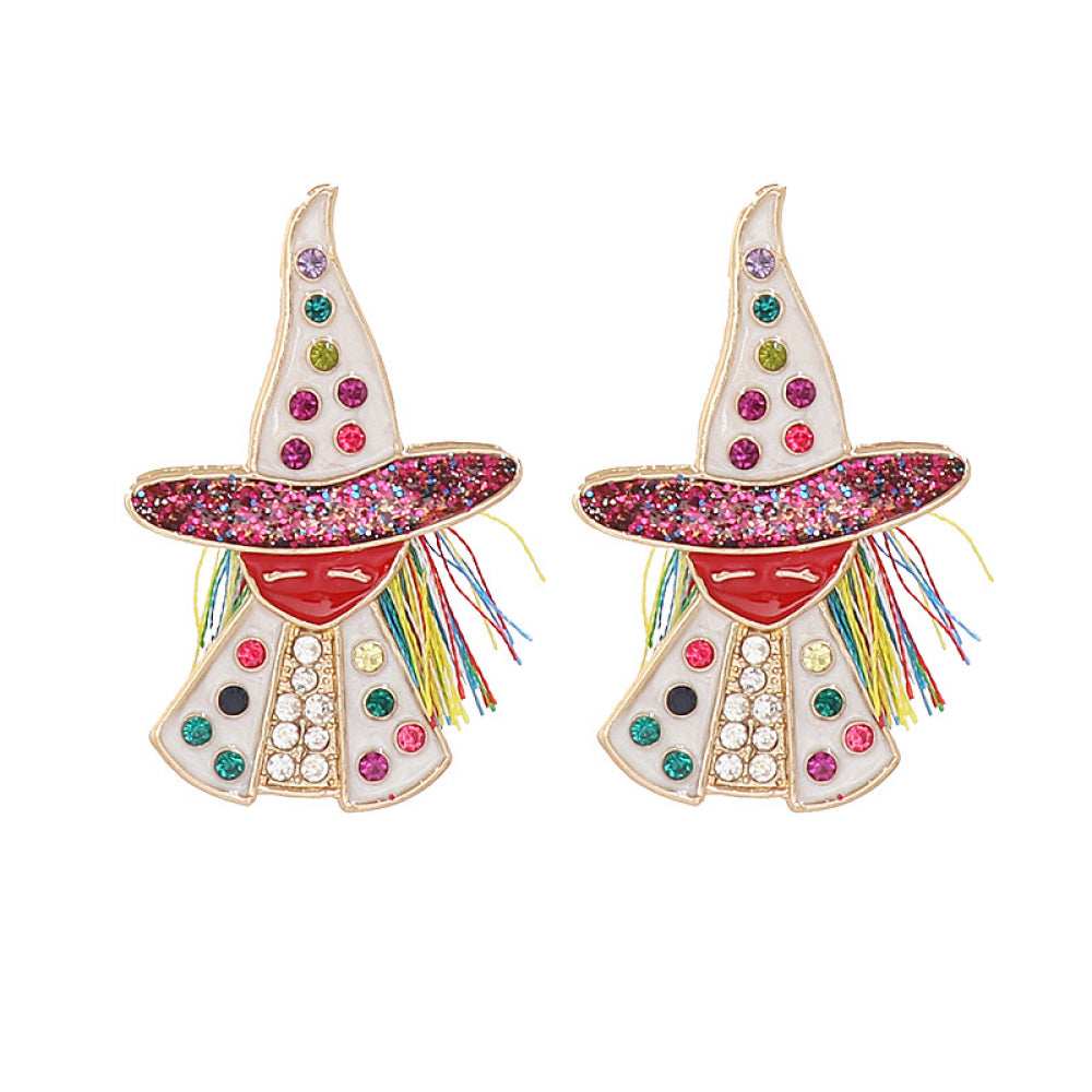 Witch Rhinestone Alloy Earrings - Trendsi - Flyclothing LLC