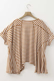 Stripe Batwing Sleeve Round Neck Oversized Top - Trendsi - Flyclothing LLC