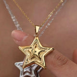 Stainless Steel Zircon Star Necklace - Trendsi - Flyclothing LLC