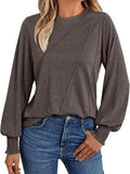 Round Neck Long Sleeve Top - Trendsi - Flyclothing LLC