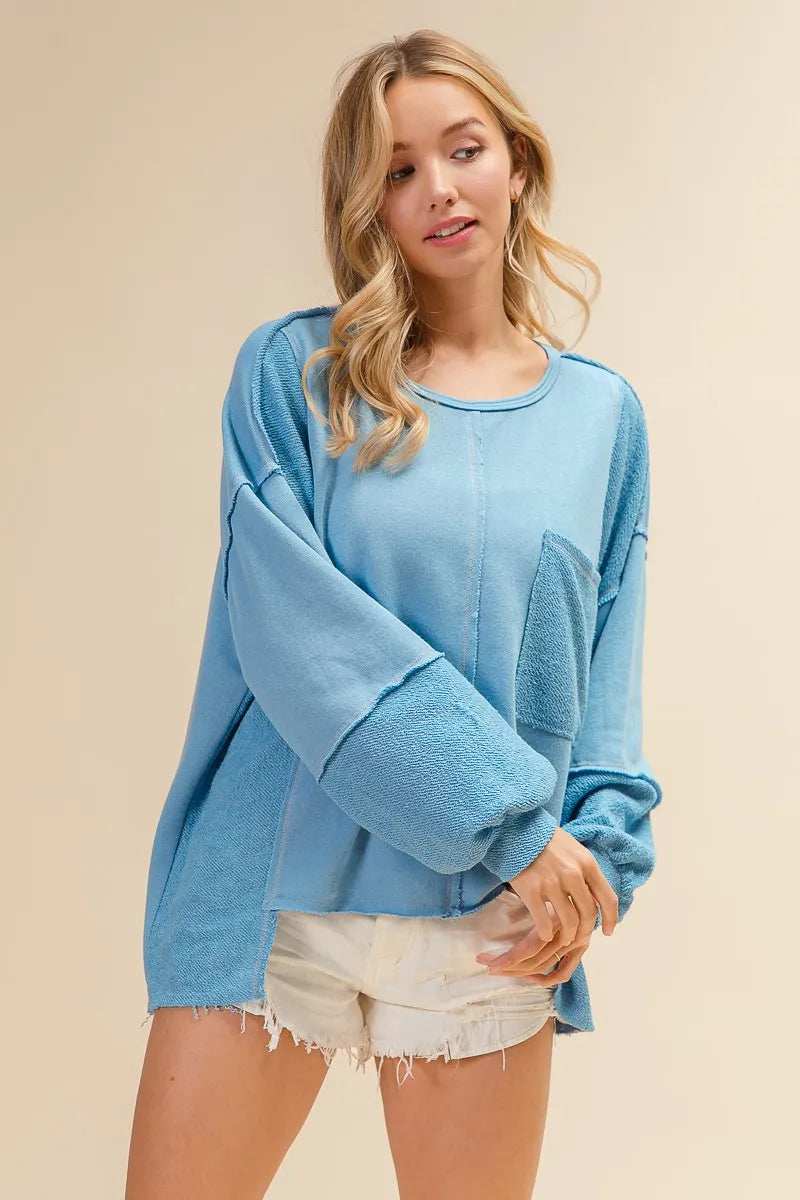 BiBi Oversized Pocket Front Sweatshirt - Trendsi - Flyclothing LLC