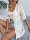 Openwork Open Front Half Sleeve Cardigan - Trendsi - Flyclothing LLC
