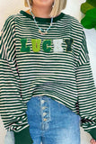 LUCKY Striped Round Neck Long Sleeve Sweatshirt - Trendsi - Flyclothing LLC